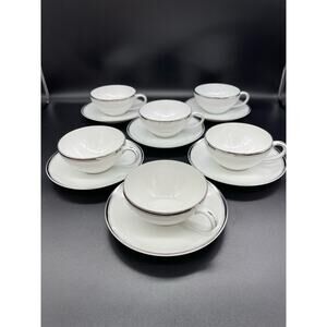 Vintage Fukagawa Arita Hand Painted China Set of 6 Teacups & Saucers # 900P